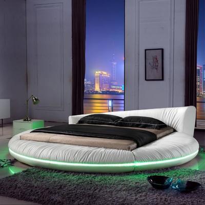 Carolean Bedroom Furniture King Size LED Round Leather Bed C558