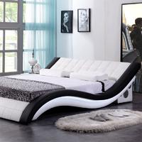 Carolean Hot Sale King Size Music Player & LED Leather Bed C305